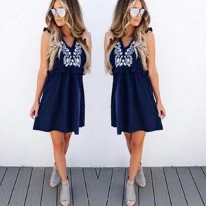 NWT Hayden LA Navy & White Embroidered Dress